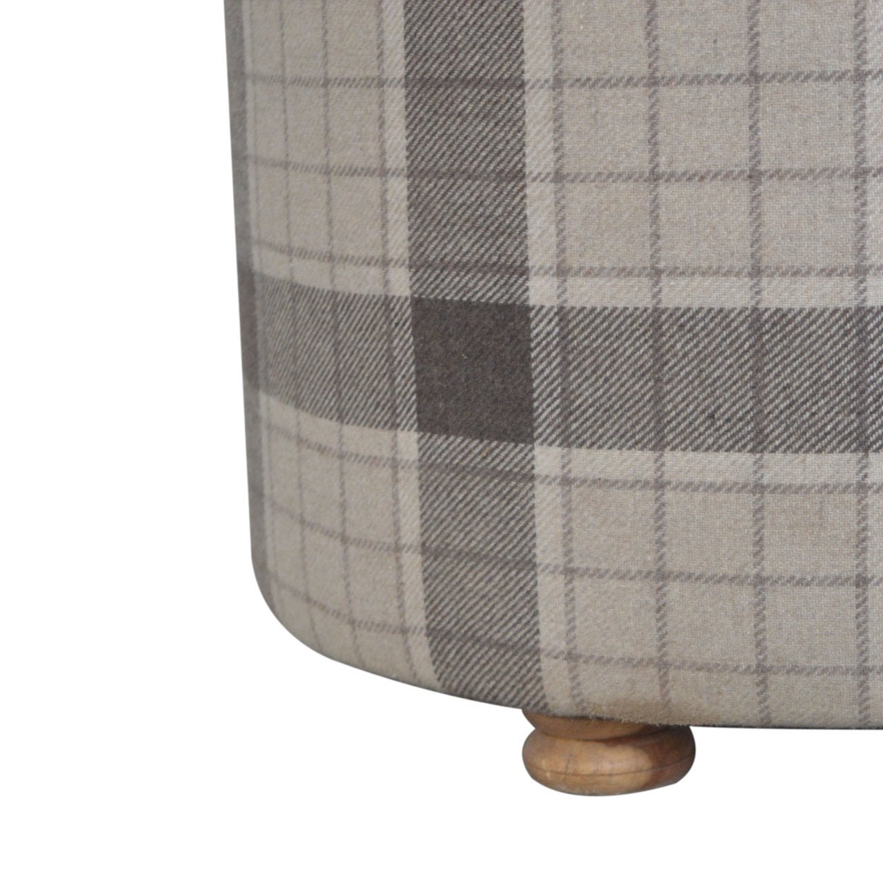 Deep Button Round Checked Footstool - SILVIONIX