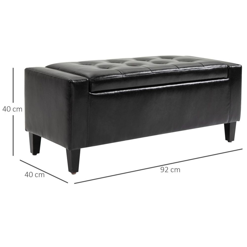 Deluxe PU Leather Storage Ottoman Bench Footrest Stool Large Storage Space - SILVIONIX