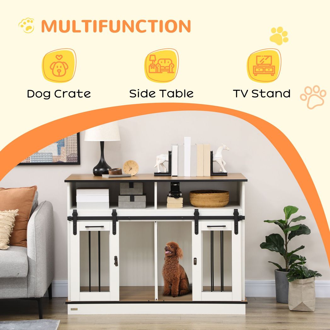 Dog Crate Furniture for Small and Large Dogs with Movable Divider - SILVIONIX