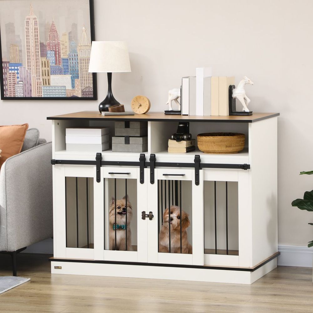 Dog Crate Furniture for Small and Large Dogs with Movable Divider - SILVIONIX