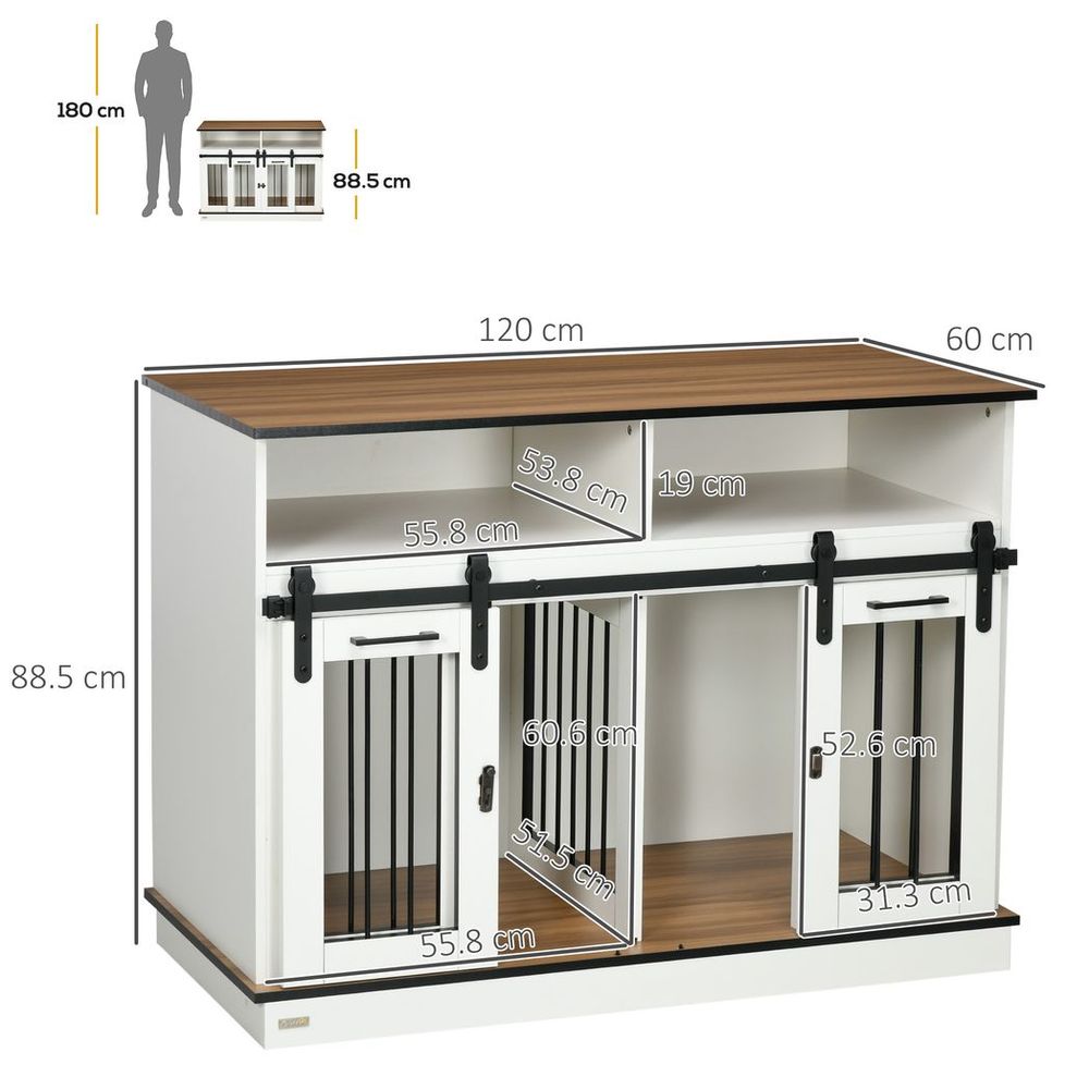 Dog Crate Furniture for Small and Large Dogs with Movable Divider - SILVIONIX