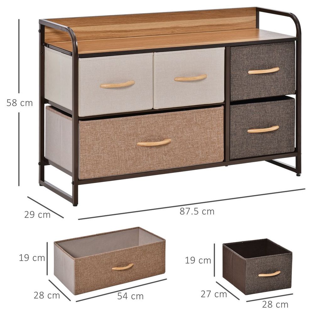 Drawers Storage Tower Dresser with Wood Top, Steel Frame, Storage Organizer - SILVIONIX