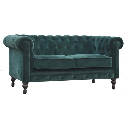 Emerald Green Velvet Chesterfield Sofa - SILVIONIX