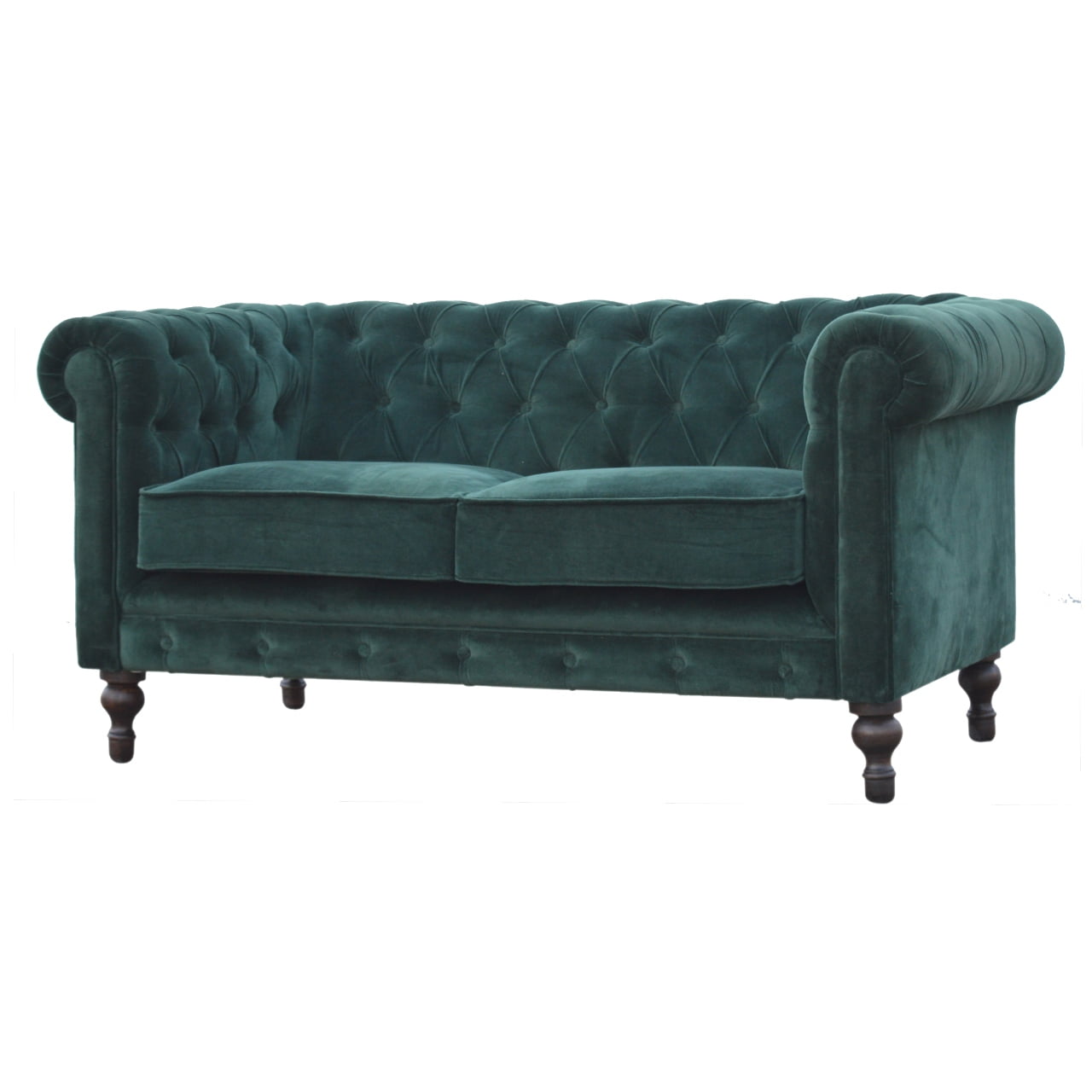 Emerald Green Velvet Chesterfield Sofa - SILVIONIX