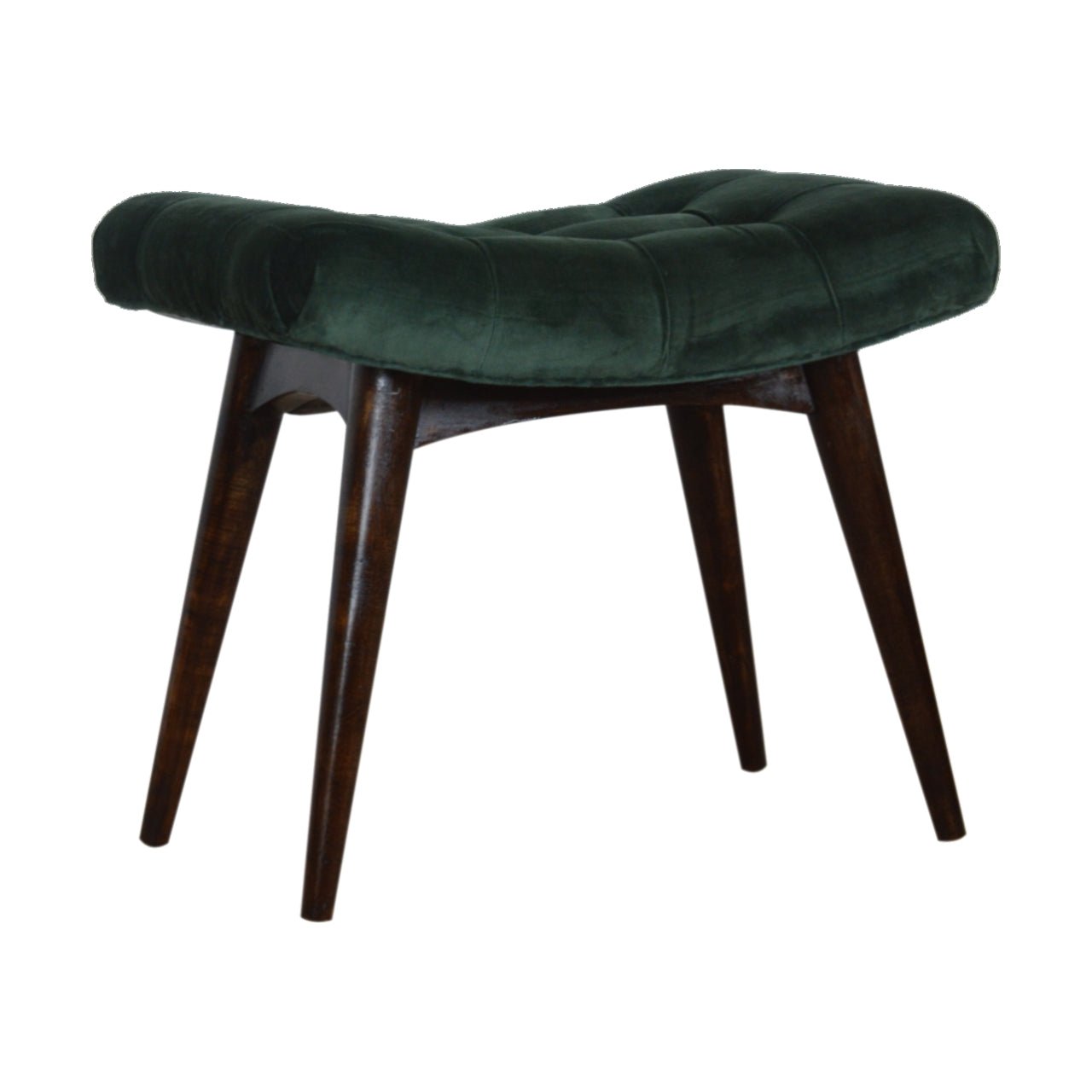 Emerald Velvet Curve Bench - SILVIONIX