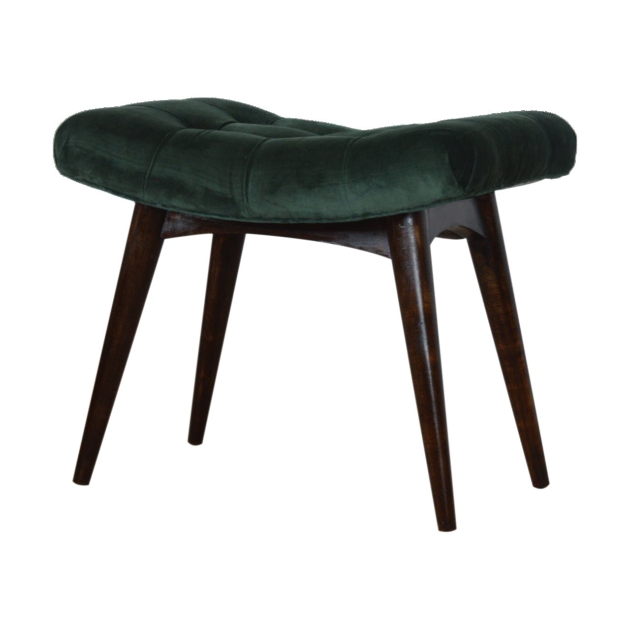 Emerald Velvet Curve Bench - SILVIONIX