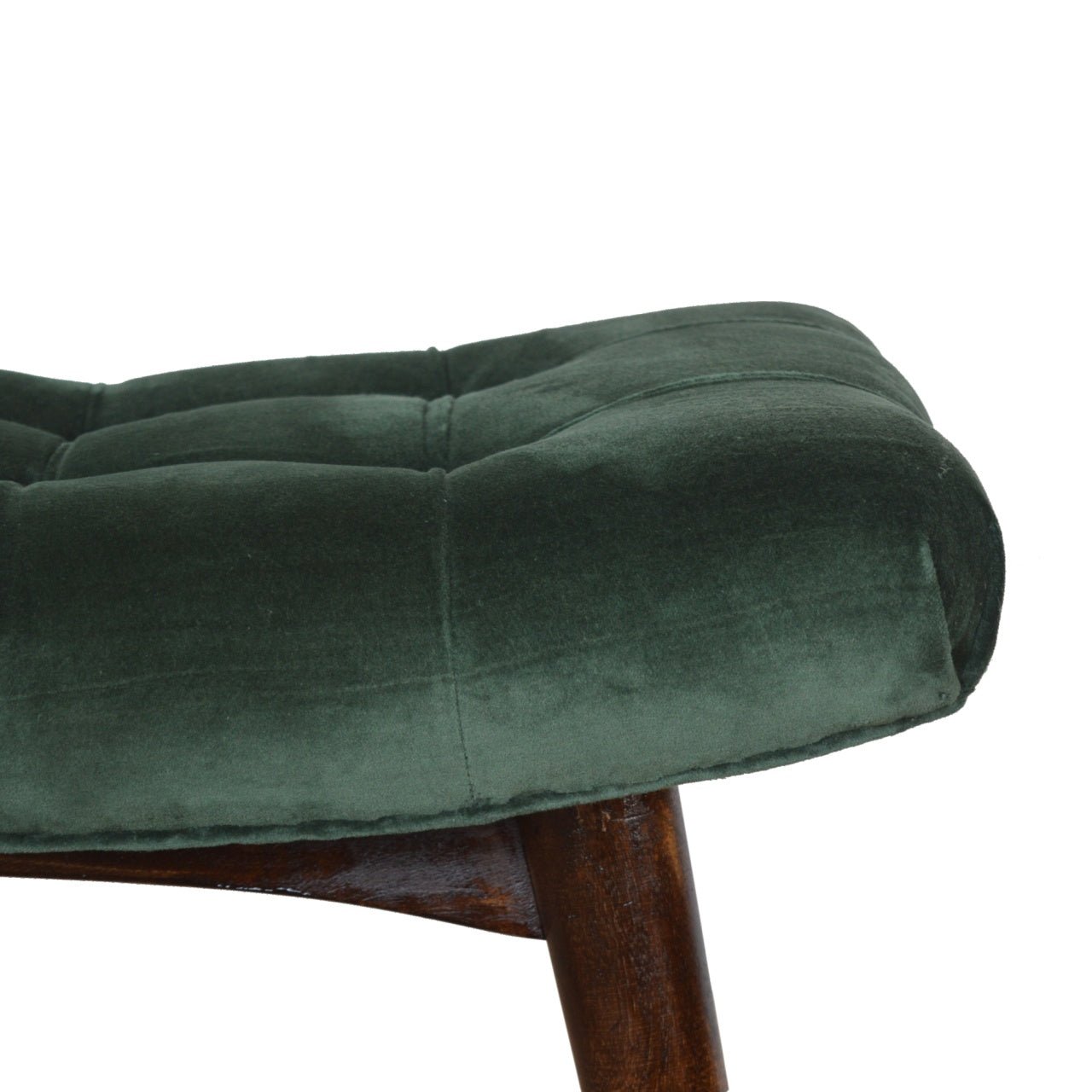 Emerald Velvet Curve Bench - SILVIONIX