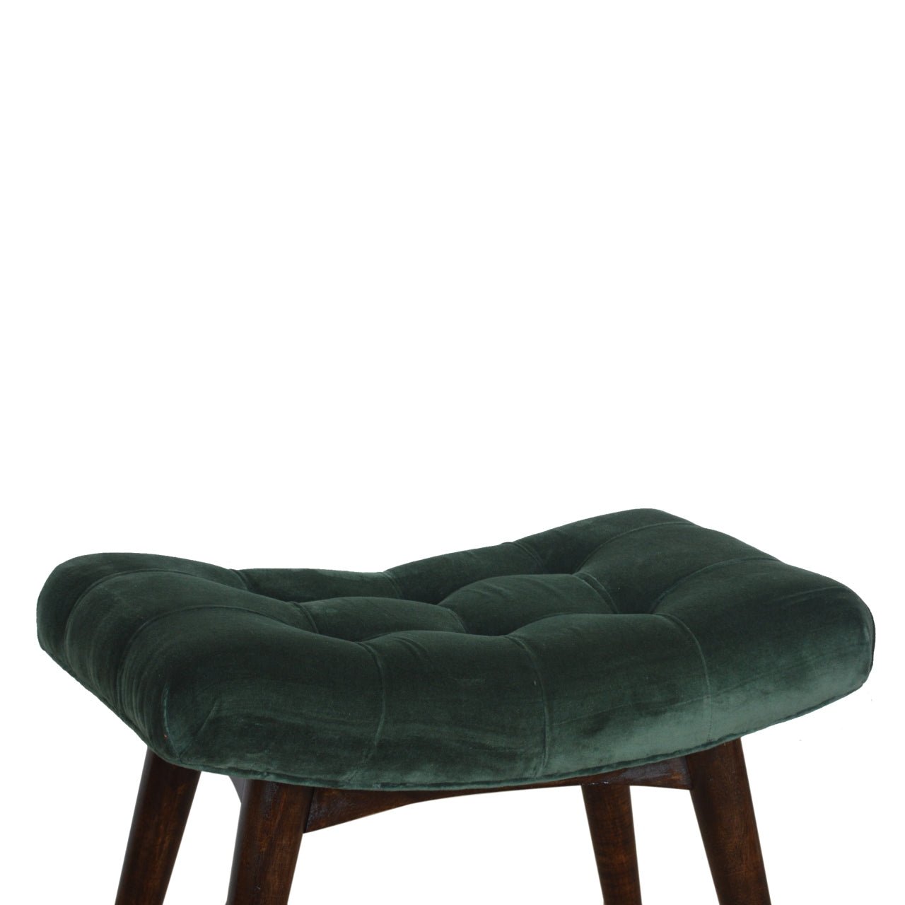 Emerald Velvet Curve Bench - SILVIONIX