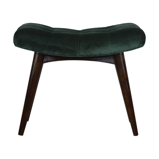 Emerald Velvet Curve Bench - SILVIONIX