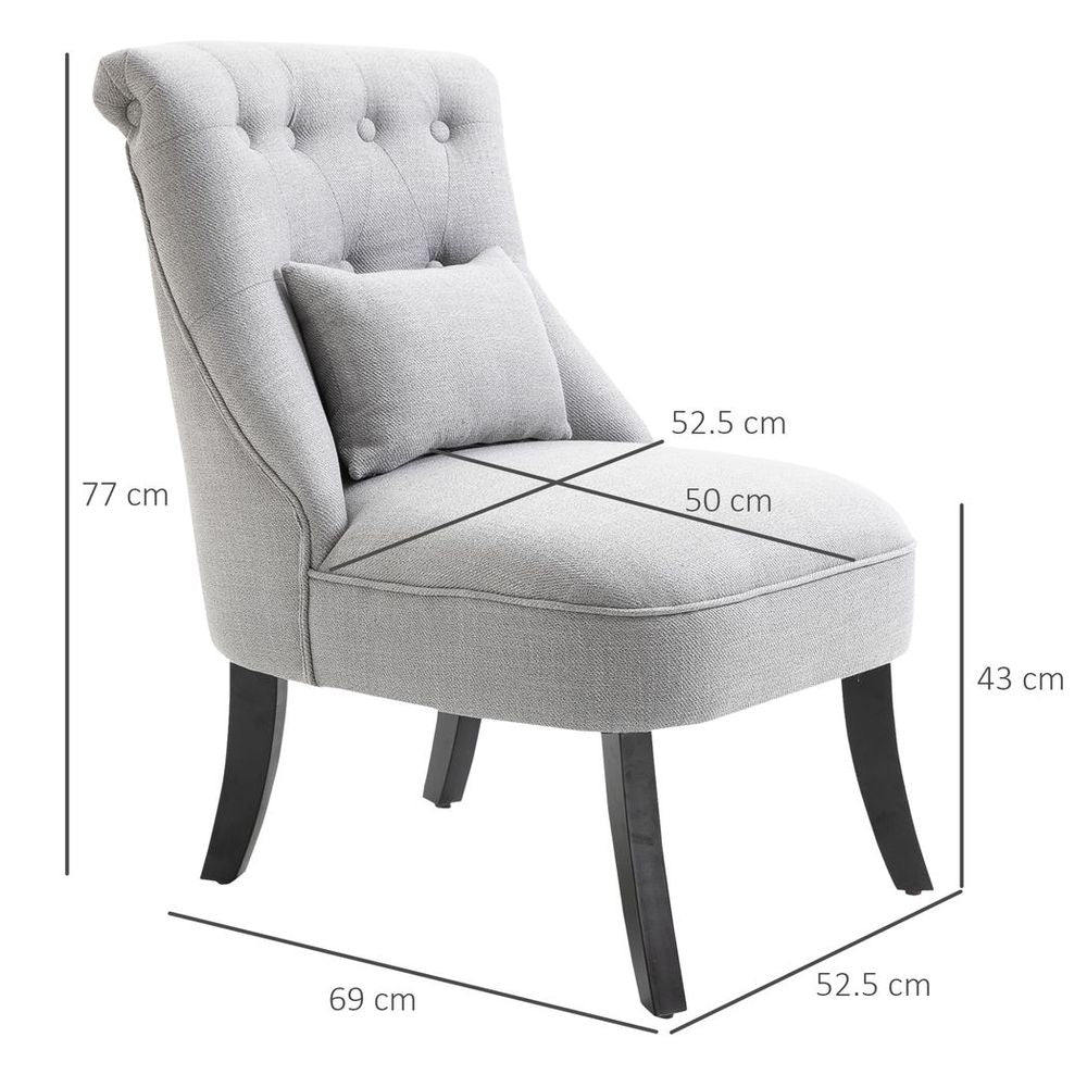 Fabric Single Sofa Dining Chair Upholstered W/ Pillow Solid Wood Leg Living Room - SILVIONIX