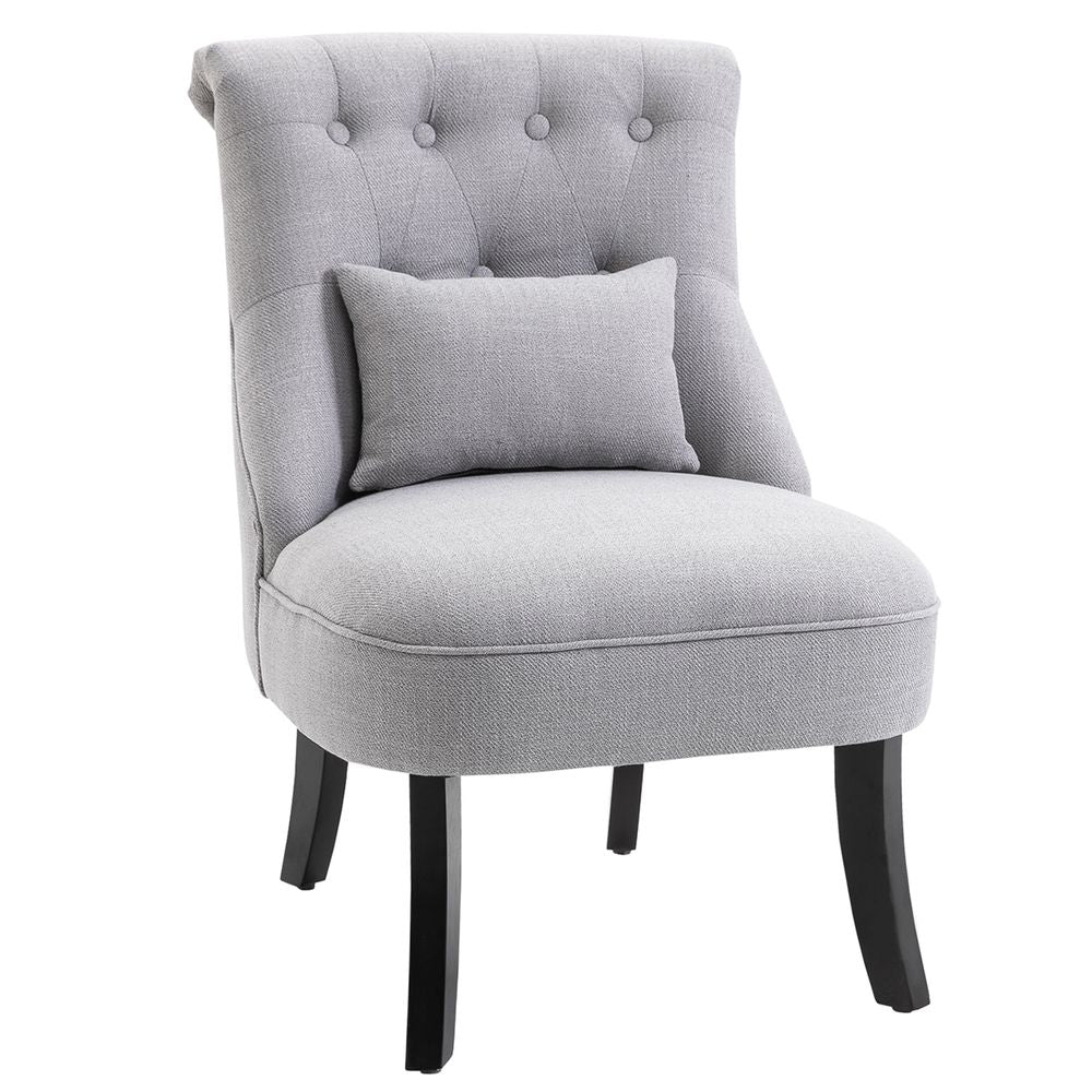 Fabric Single Sofa Dining Chair Upholstered W/ Pillow Solid Wood Leg Living Room - SILVIONIX