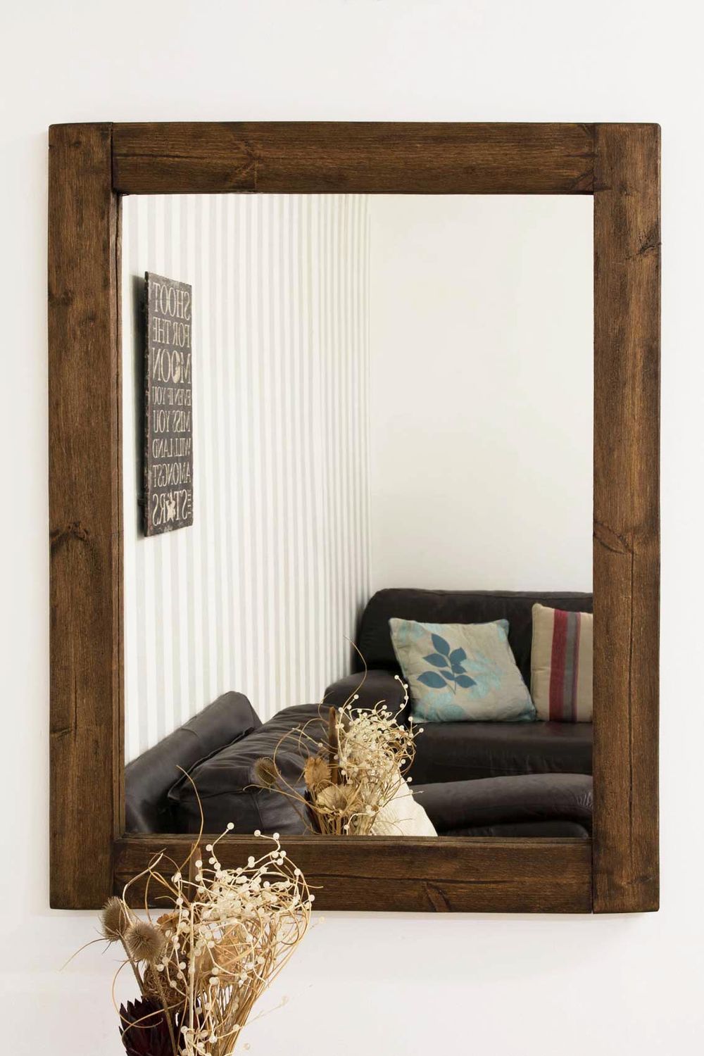 Farmhouse Natural Wood Mirror - SILVIONIX