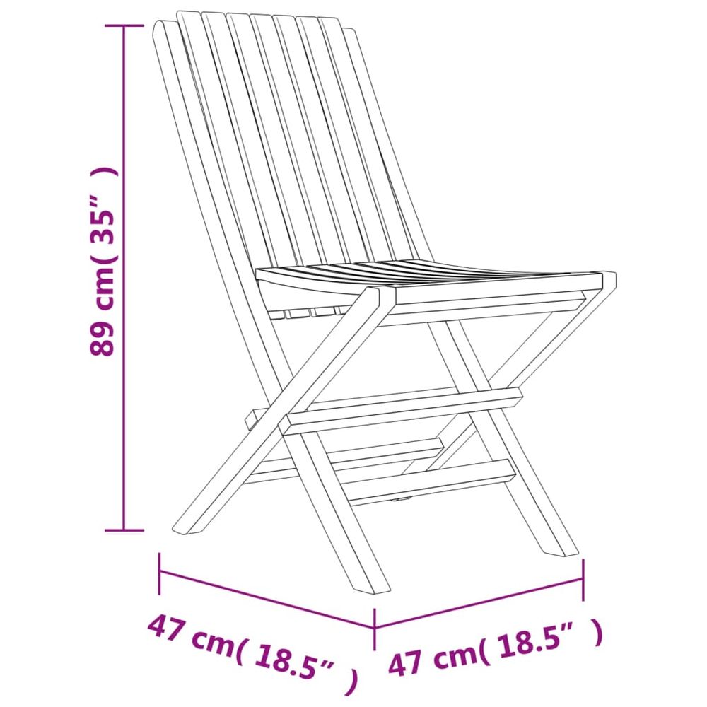 Folding Garden Chairs 4 pcs 47x47x89 cm Solid Wood Teak - SILVIONIX