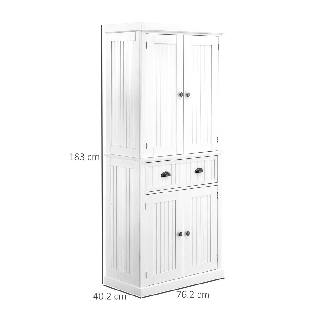 Freestanding Kitchen Storage Cabinet Drawers Cupboards Shelves White - SILVIONIX