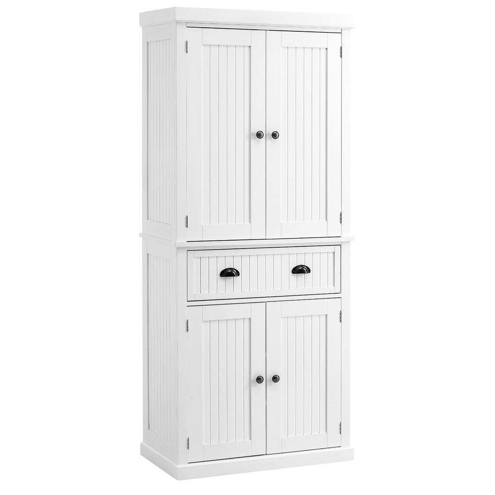 Freestanding Kitchen Storage Cabinet Drawers Cupboards Shelves White - SILVIONIX