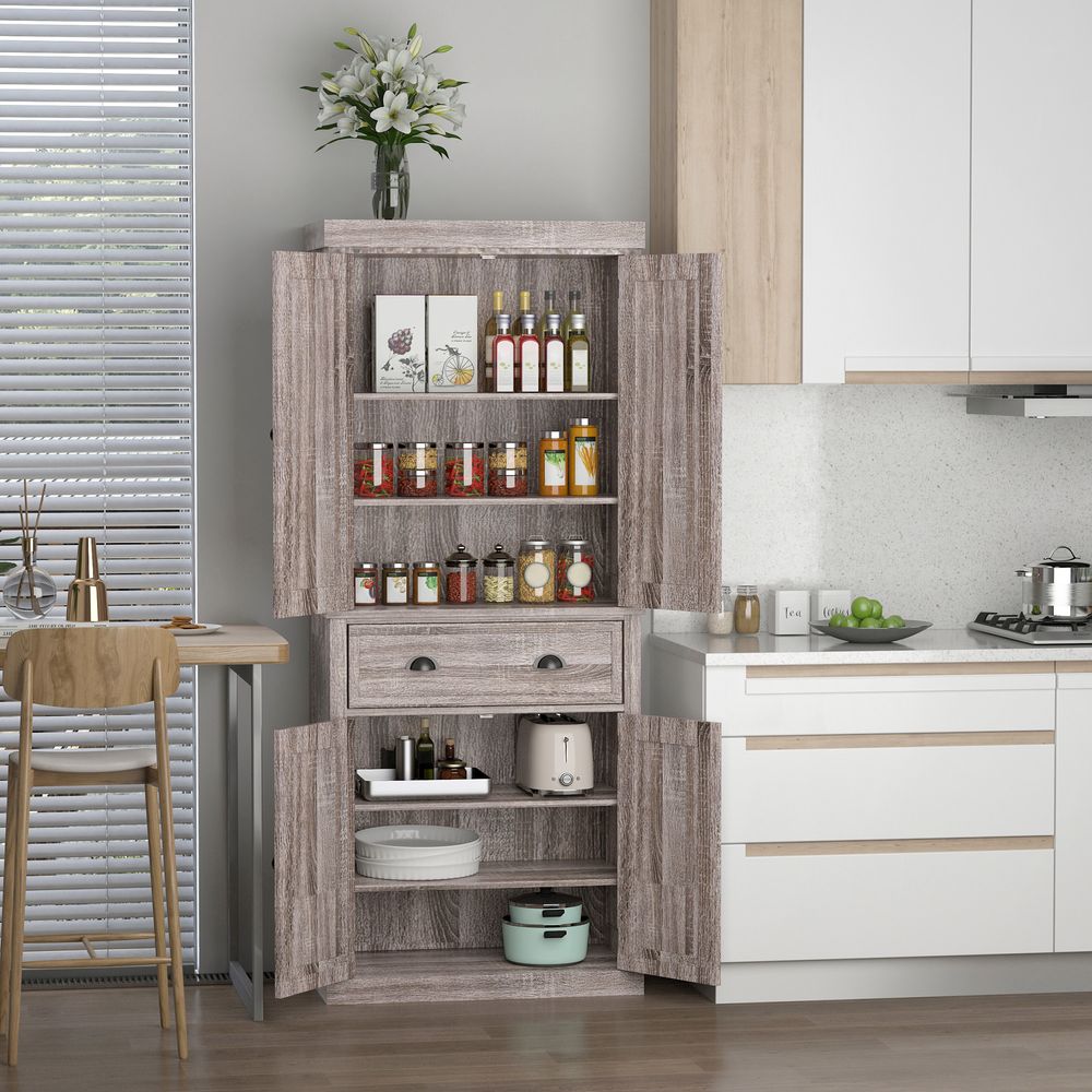 Freestanding Pantry Cupboard Storage Cabinet Home Organizer Furniture - SILVIONIX