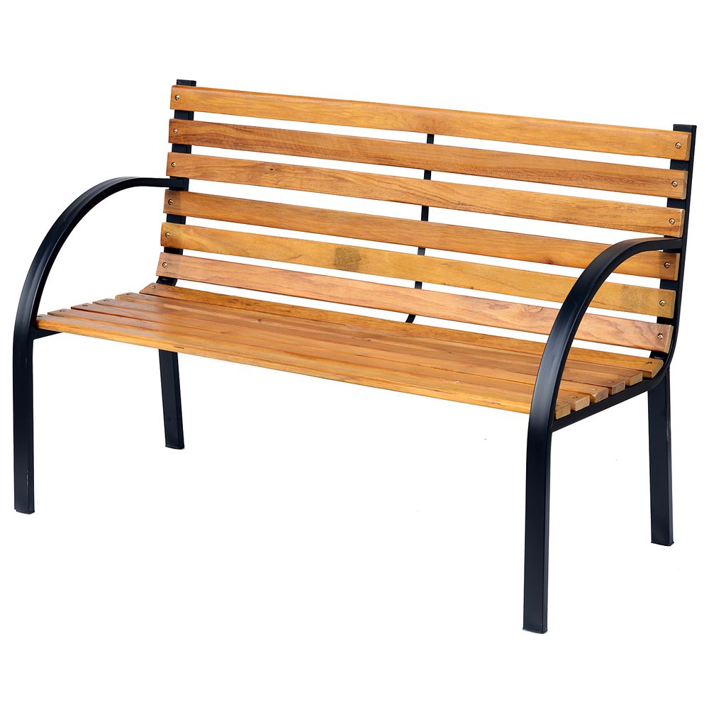 Garden Bench, 122Lx60Wx80H cm - Steel/Wood - SILVIONIX