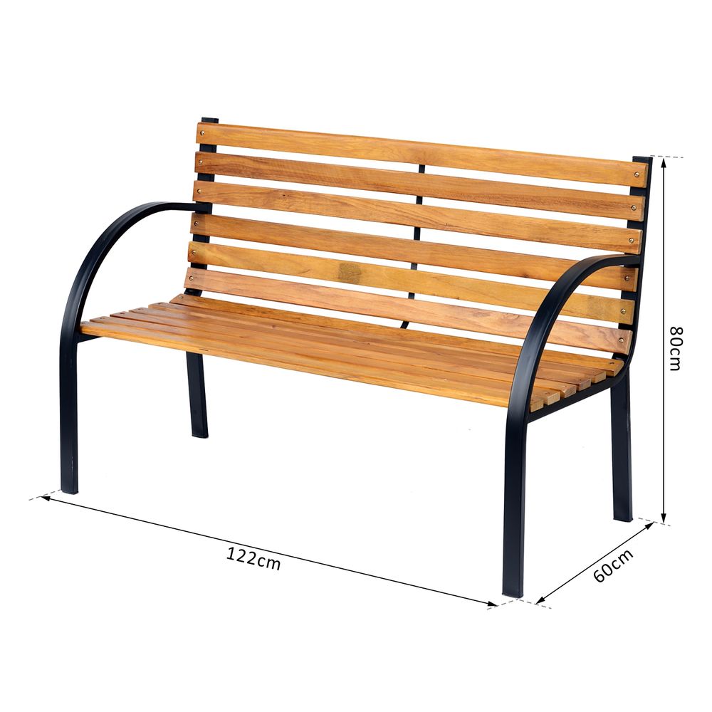 Garden Bench, 122Lx60Wx80H cm - Steel/Wood - SILVIONIX