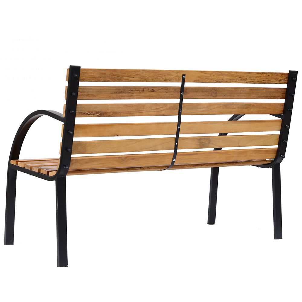 Garden Bench, 122Lx60Wx80H cm - Steel/Wood - SILVIONIX