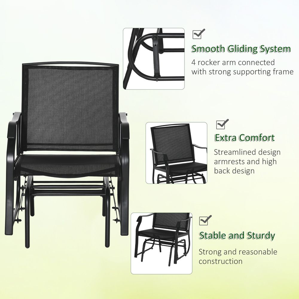 Glider Rocking Chair & Table Set 2 Single Seaters Patio Furniture Bistro Set - SILVIONIX