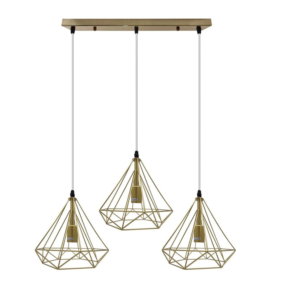 Gold Vintage Industrial E27 Ceiling Hanging Light Cage Shade Loft Style Metal Ceiling Pendant Lamp - SILVIONIX