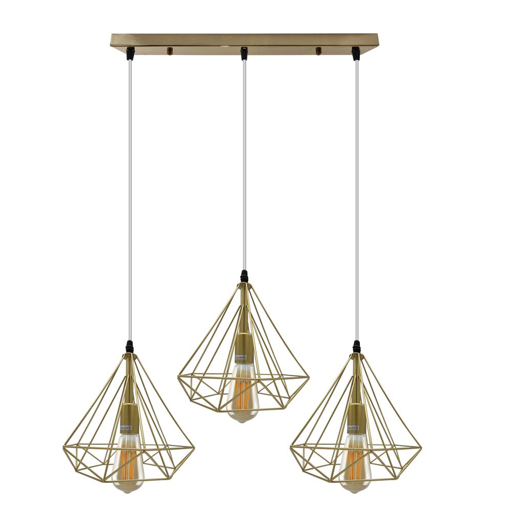 Gold Vintage Industrial E27 Ceiling Hanging Light Cage Shade Loft Style Metal Ceiling Pendant Lamp - SILVIONIX