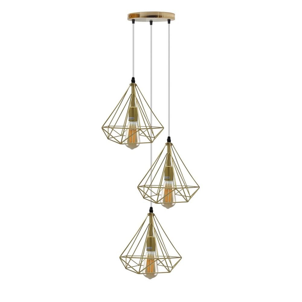 Gold Vintage Industrial E27 Ceiling Hanging Light Cage Shade Loft Style Metal Ceiling Pendant Lamp - SILVIONIX