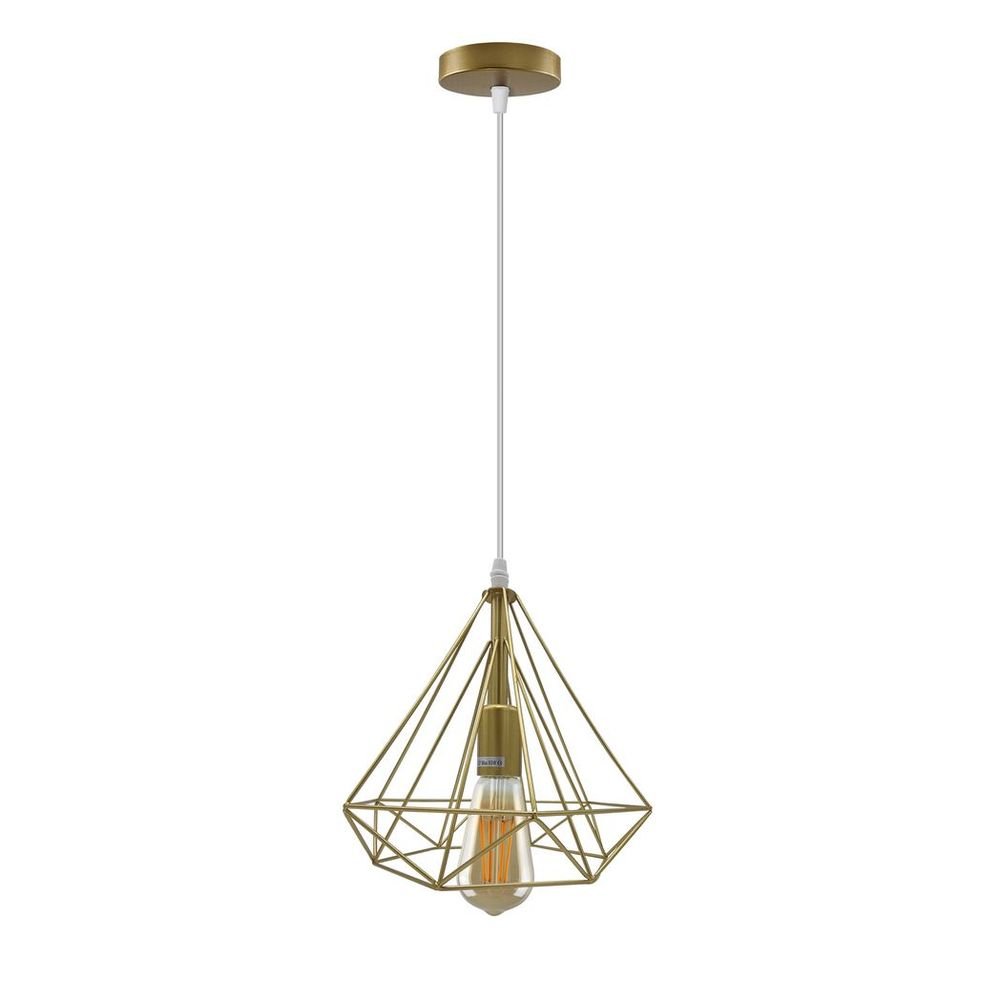 Gold Vintage Industrial E27 Ceiling Hanging Light Cage Shade Loft Style Metal Ceiling Pendant Lamp - SILVIONIX