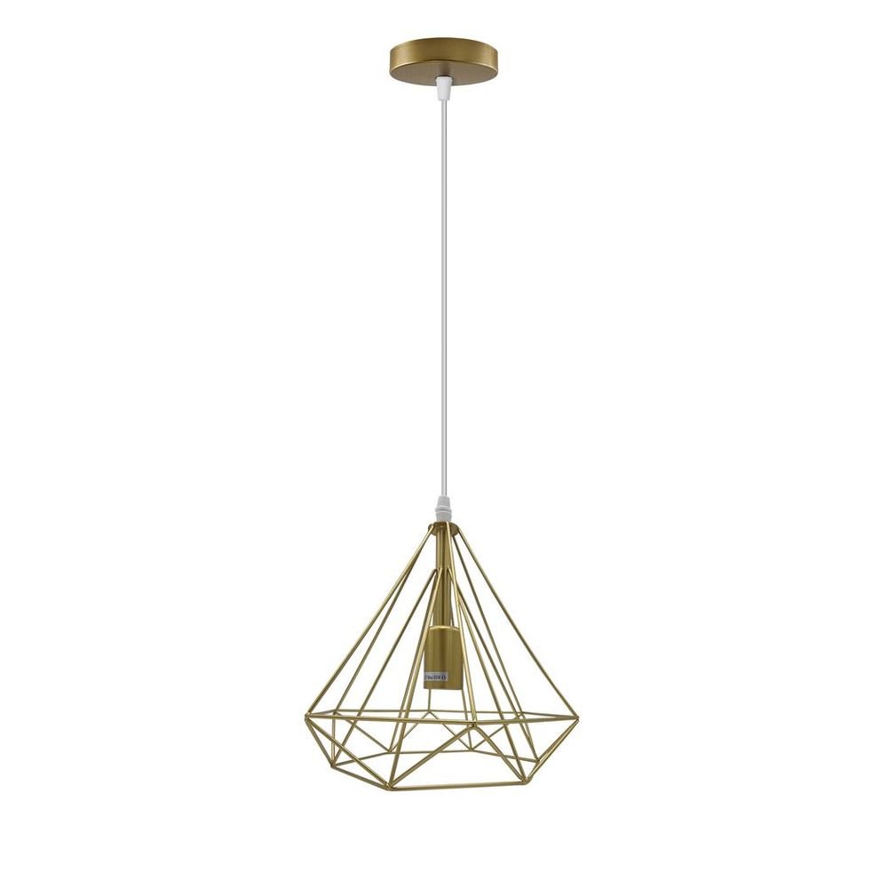 Gold Vintage Industrial E27 Ceiling Hanging Light Cage Shade Loft Style Metal Ceiling Pendant Lamp - SILVIONIX