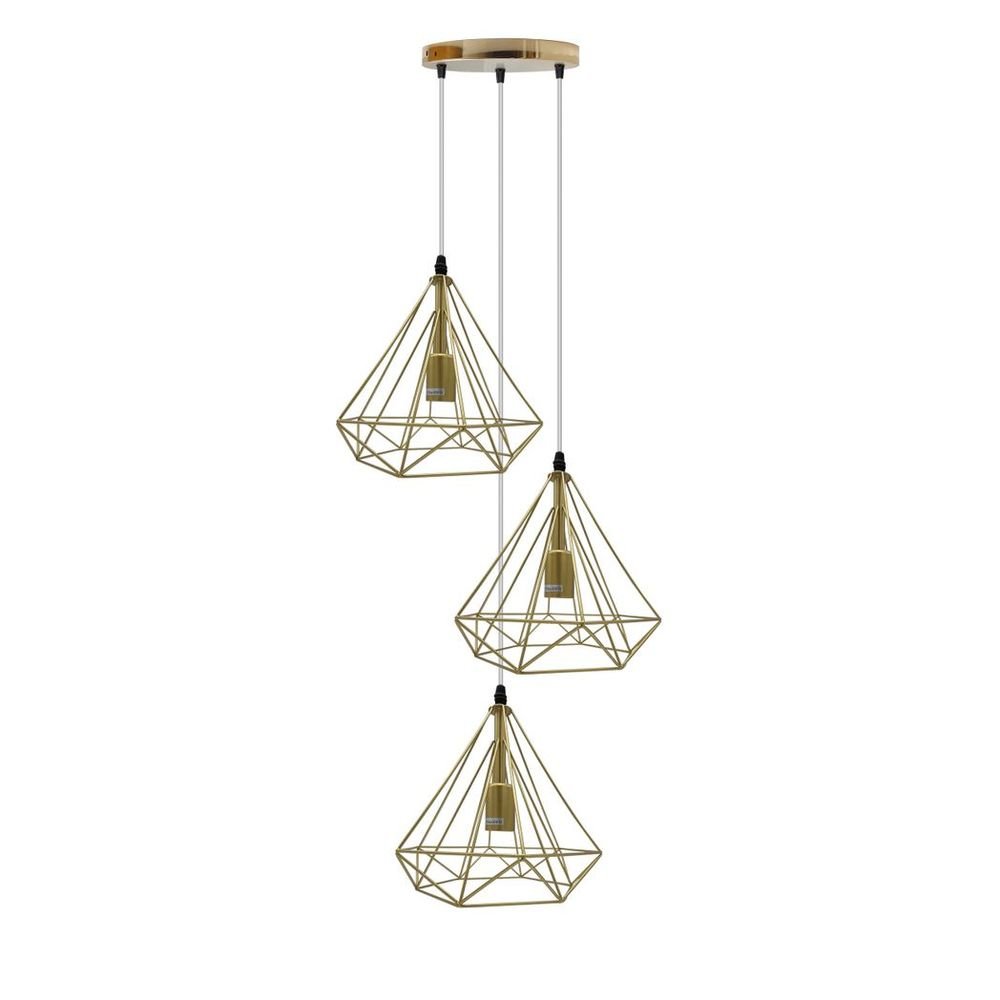 Gold Vintage Industrial E27 Ceiling Hanging Light Cage Shade Loft Style Metal Ceiling Pendant Lamp - SILVIONIX