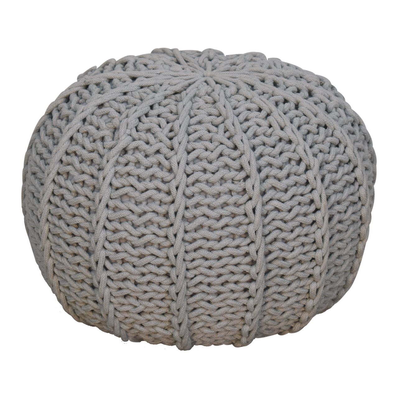 Grey Cable Pouffe - SILVIONIX