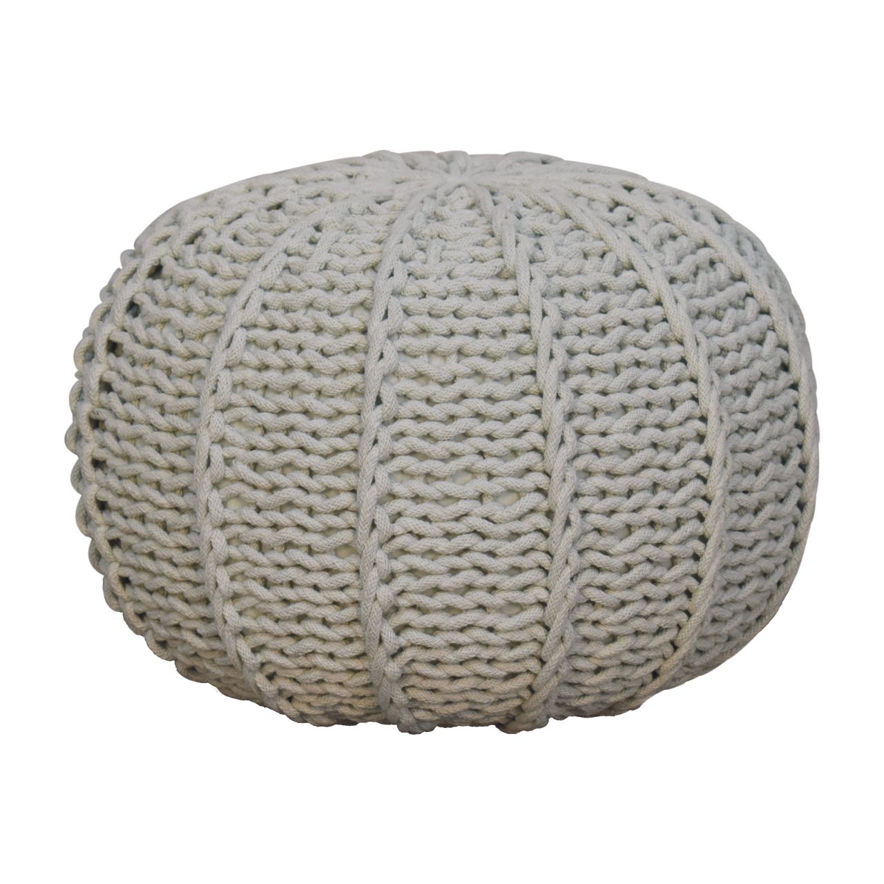 Grey Cable Pouffe - SILVIONIX