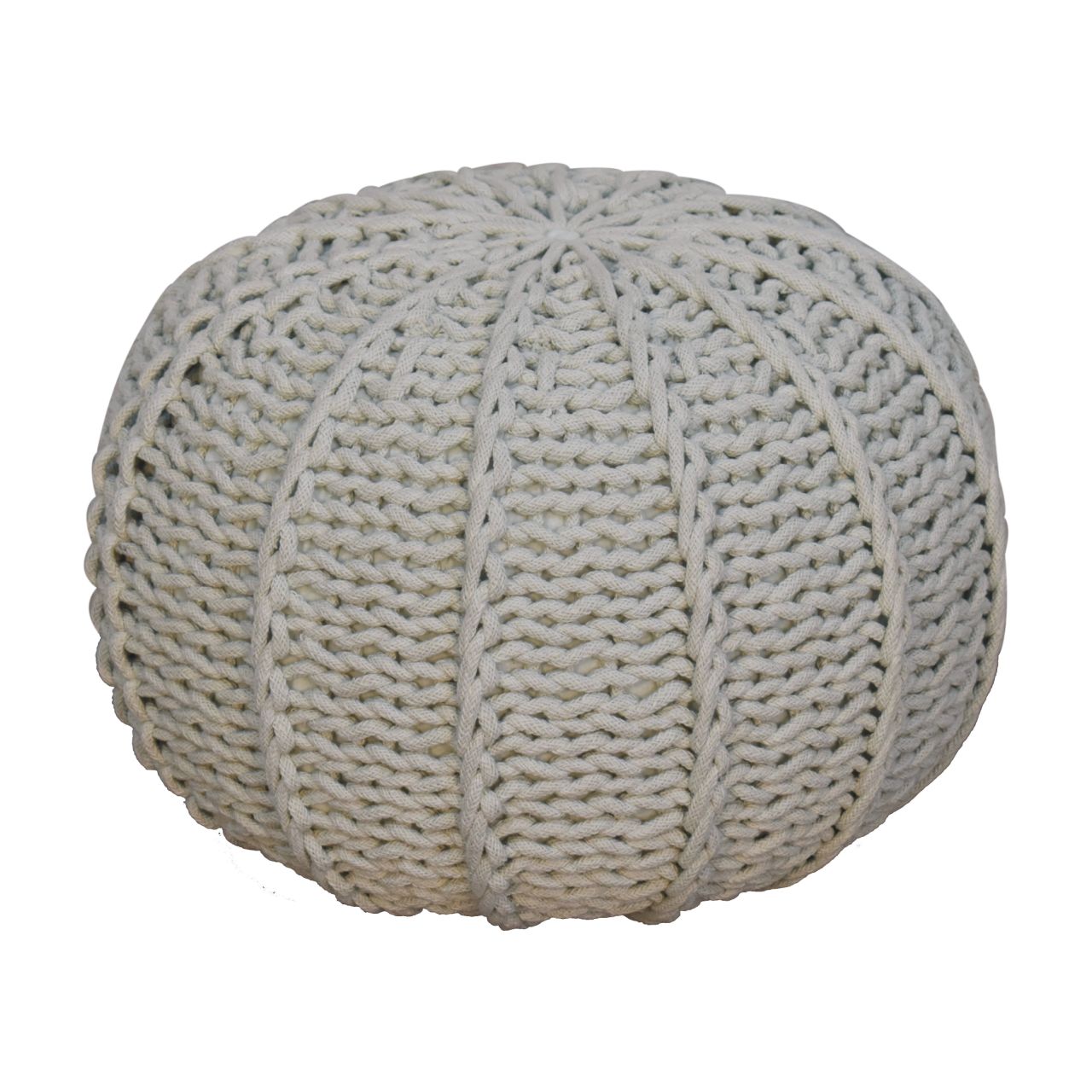 Grey Cable Pouffe - SILVIONIX