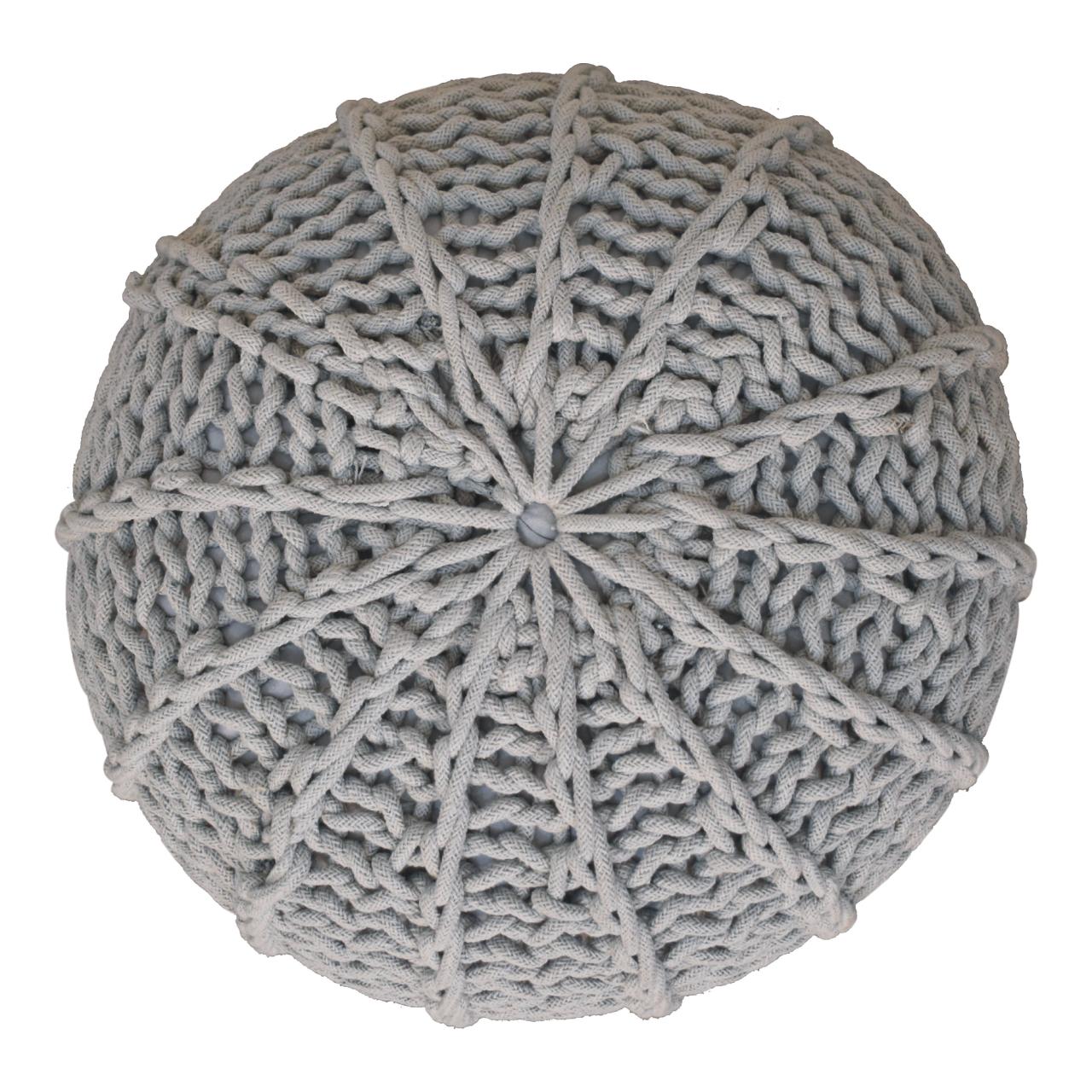 Grey Cable Pouffe - SILVIONIX