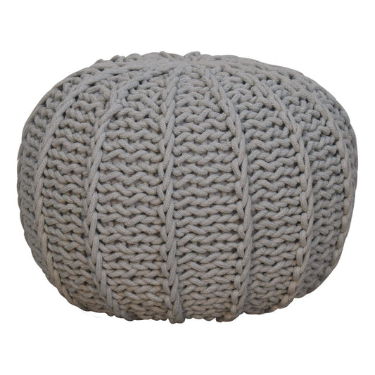 Grey Cable Pouffe - SILVIONIX