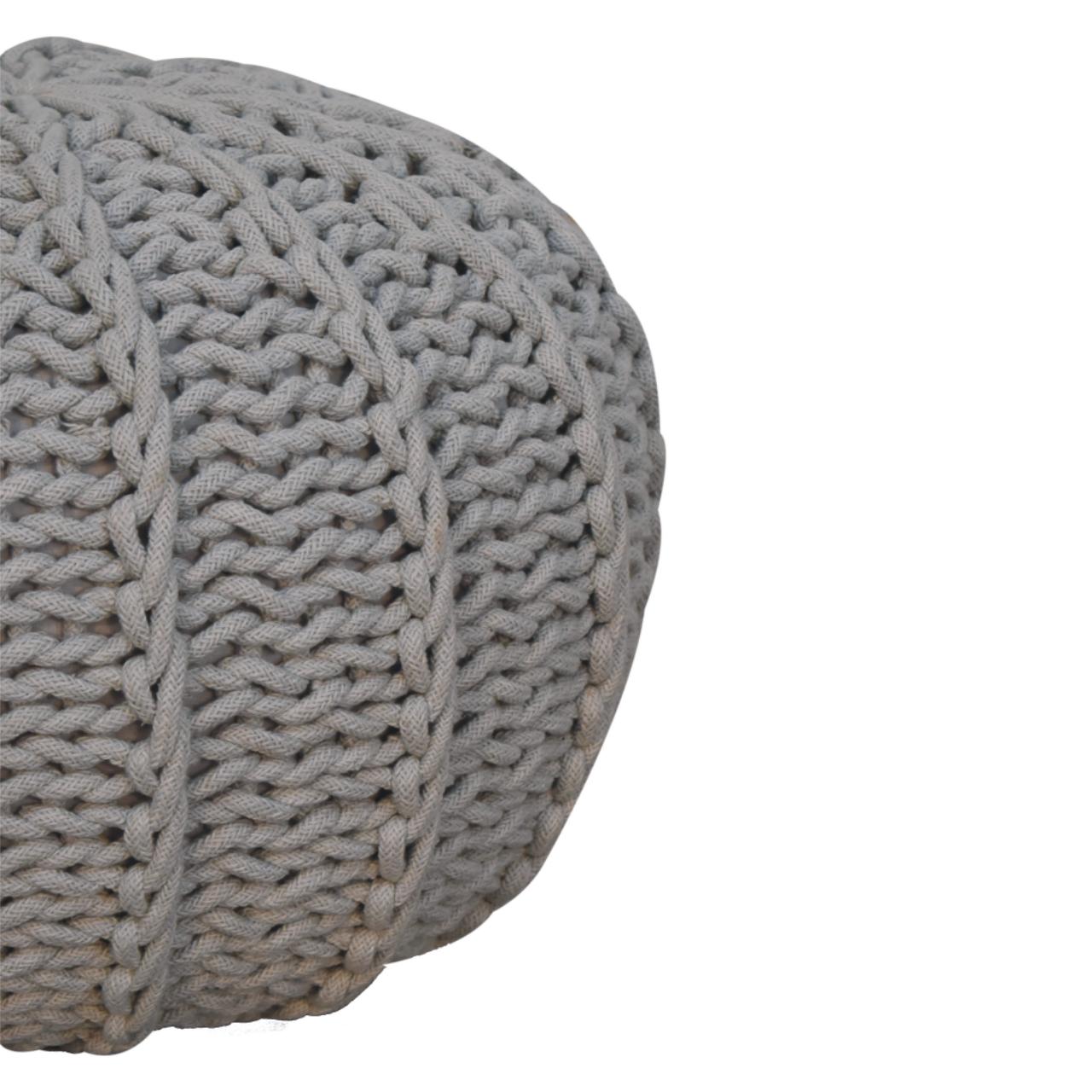 Grey Cable Pouffe - SILVIONIX