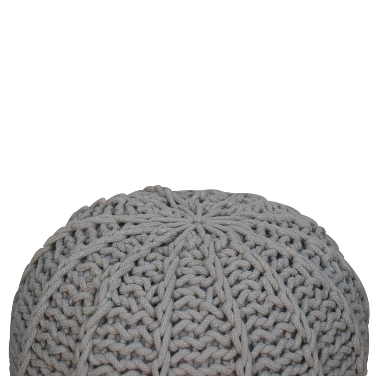 Grey Cable Pouffe - SILVIONIX