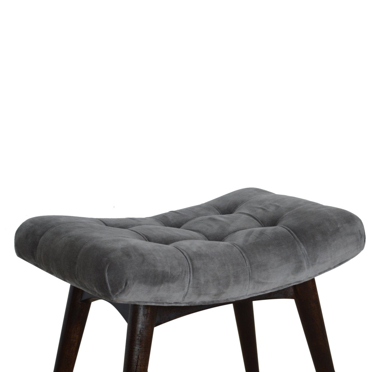 Grey Cotton Velvet Curved Bench - SILVIONIX