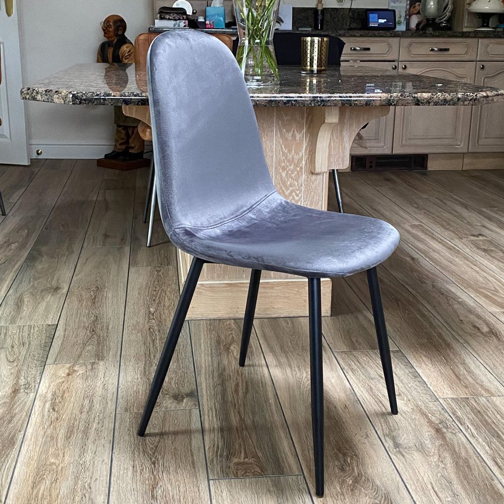 GREY FABRIC CHAIR BLACK METAL LEGS - SILVIONIX