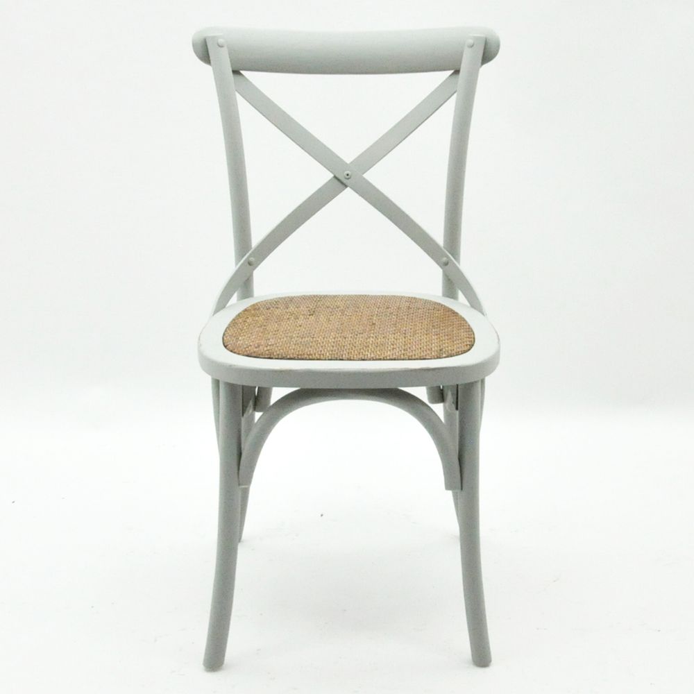 GREY FRENCH CROSS BACK CHAIR - SILVIONIX