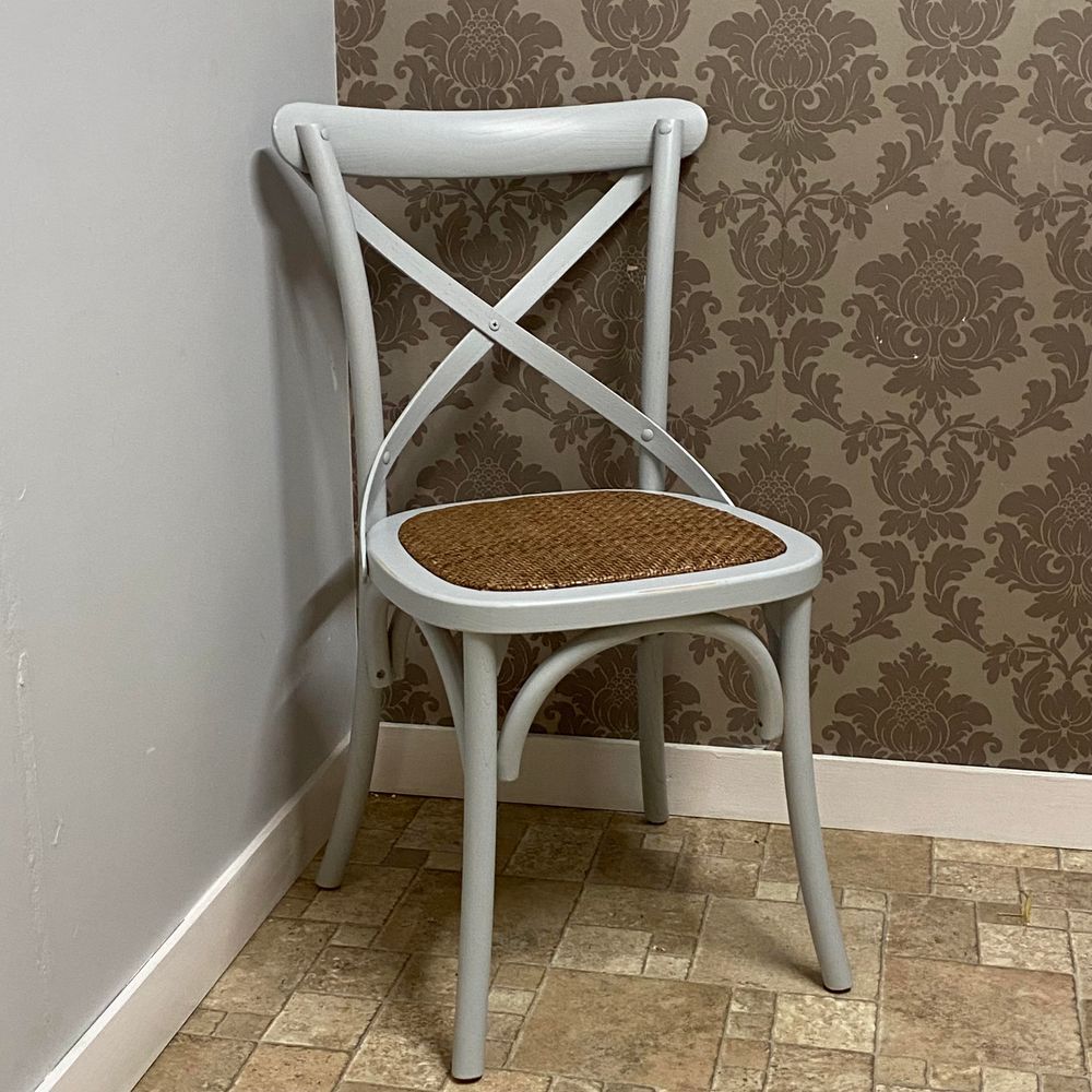 GREY FRENCH CROSS BACK CHAIR - SILVIONIX