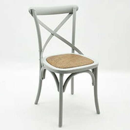 GREY FRENCH CROSS BACK CHAIR - SILVIONIX