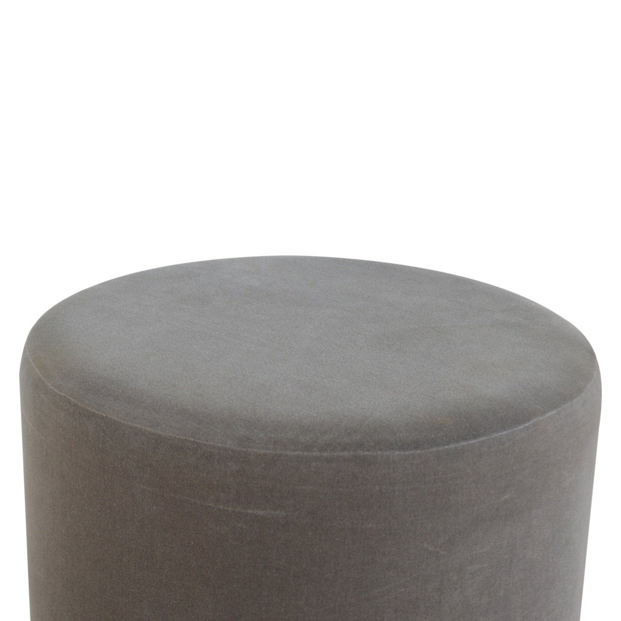 Grey Velvet Footstool with Gold Base - SILVIONIX