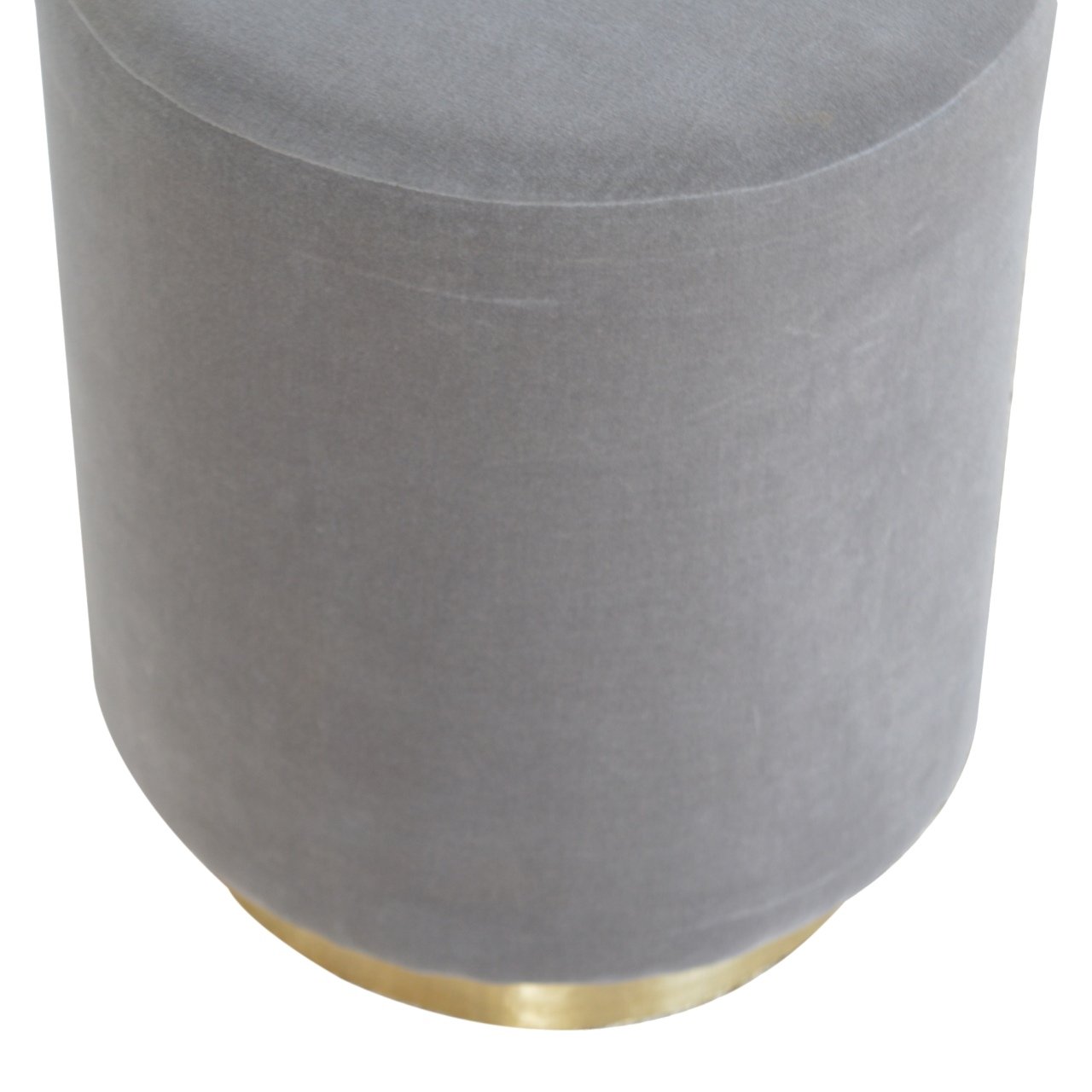 Grey Velvet Footstool with Gold Base - SILVIONIX