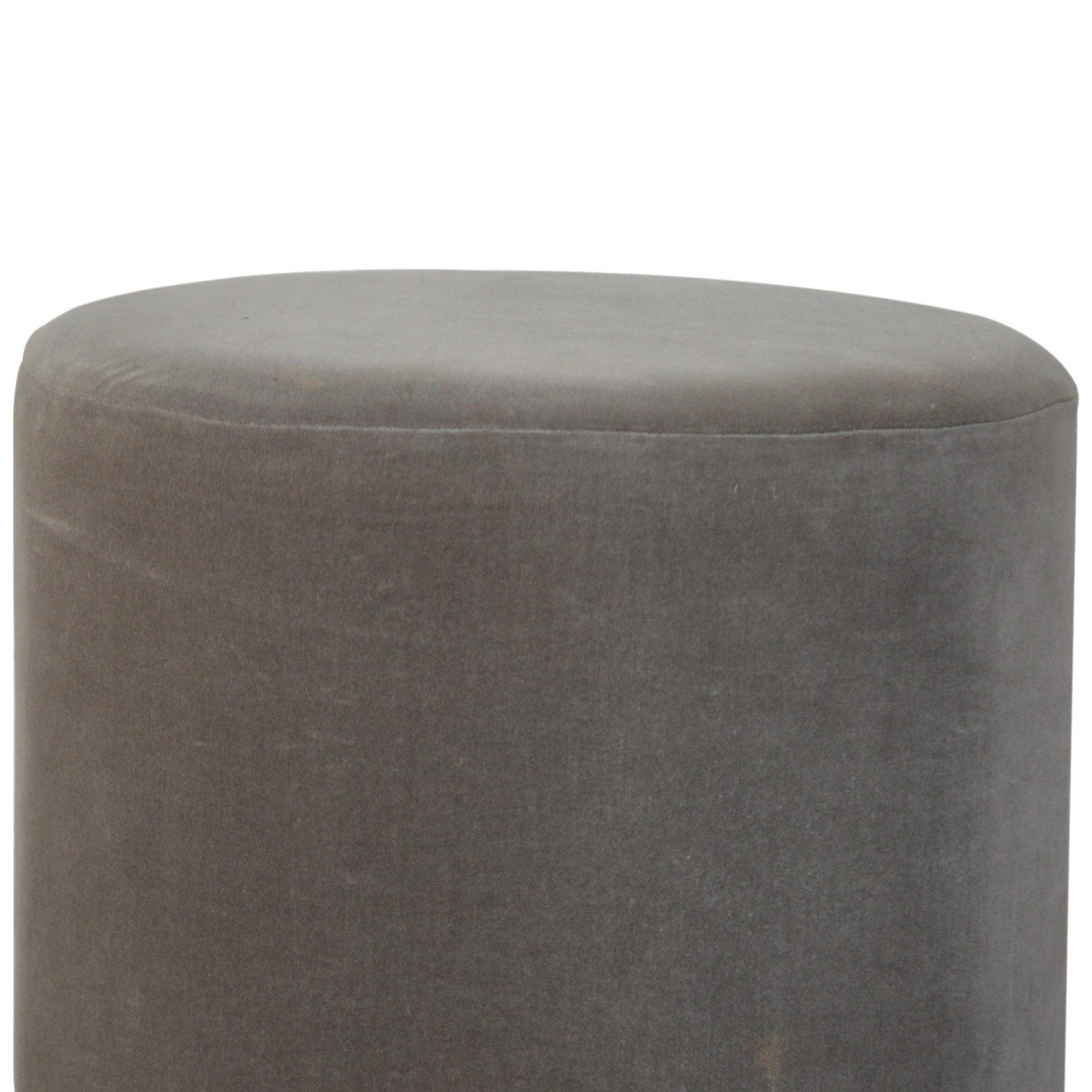 Grey Velvet Footstool with Gold Base - SILVIONIX