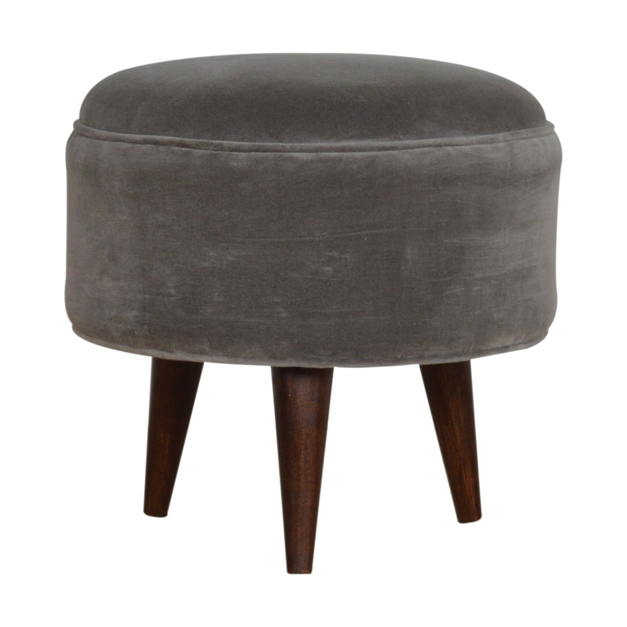 Grey Velvet Nordic Style Footstool - SILVIONIX