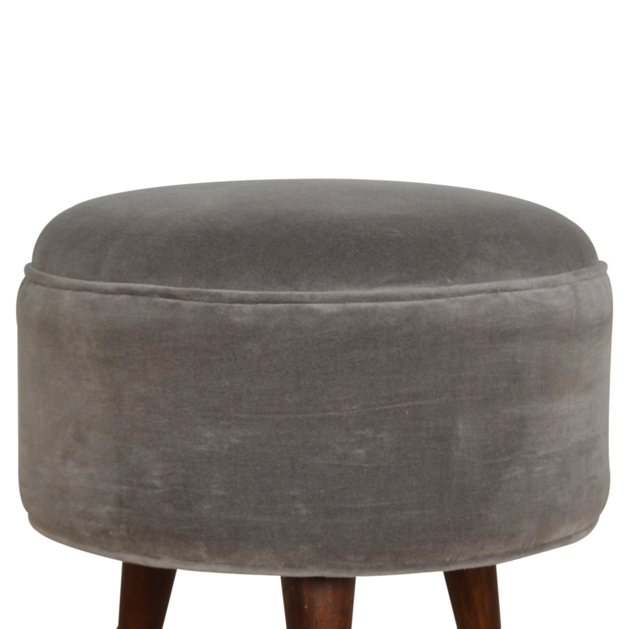 Grey Velvet Nordic Style Footstool - SILVIONIX