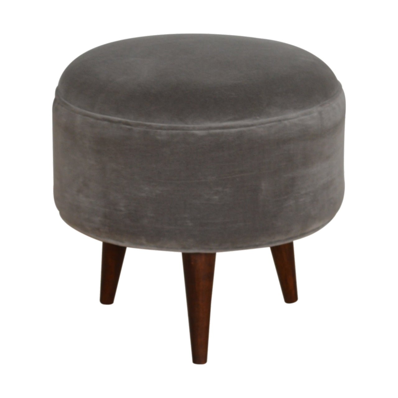 Grey Velvet Nordic Style Footstool - SILVIONIX