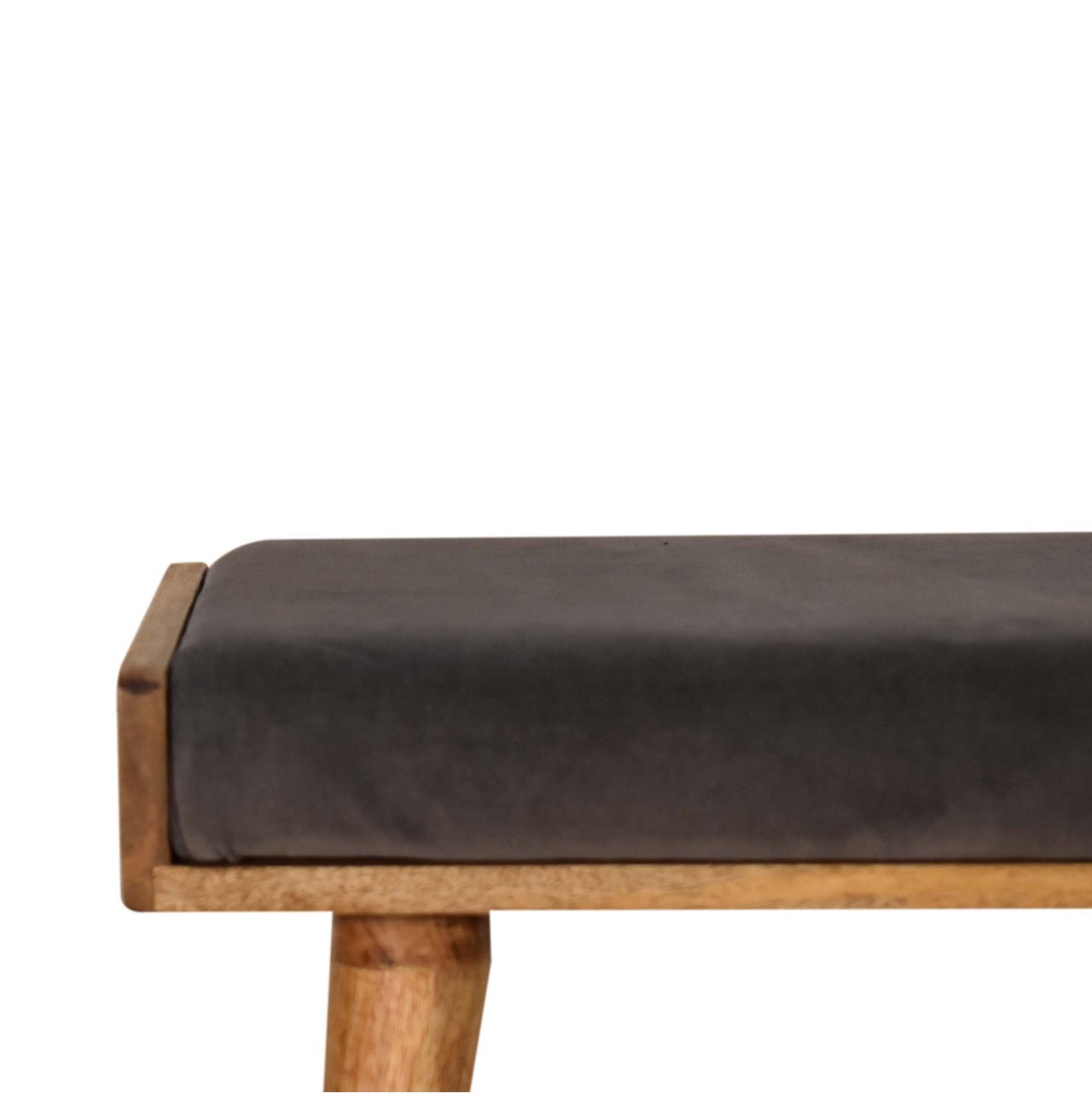 Grey Velvet Tray Style Footstool - SILVIONIX