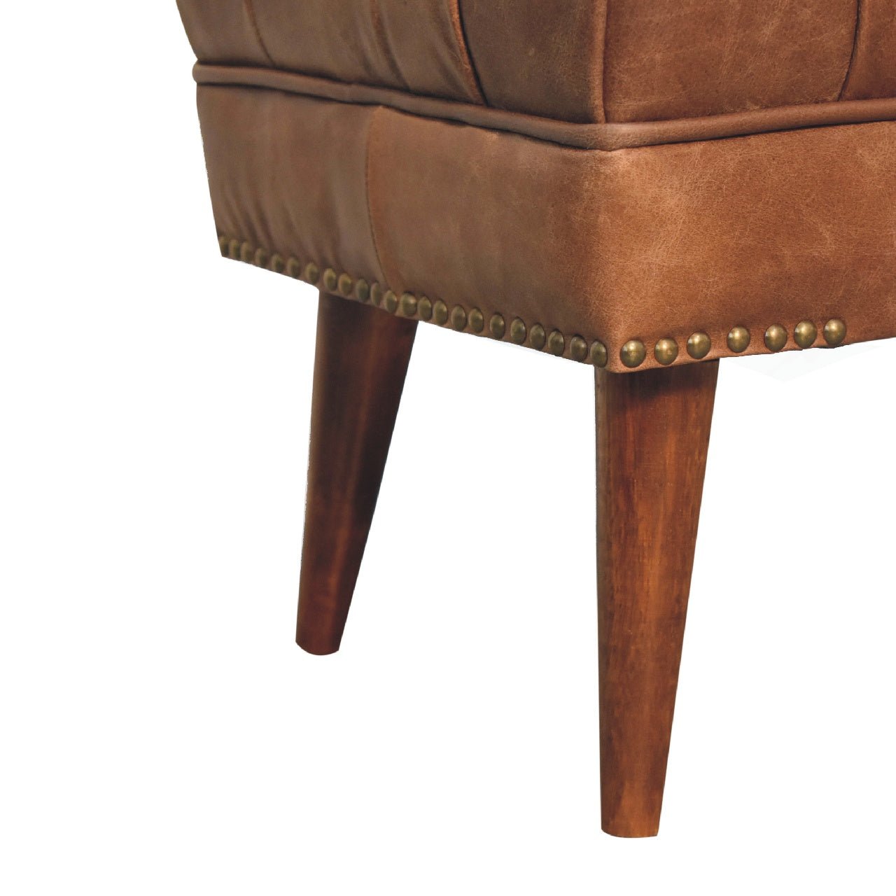 Harbour Brown Leather Bench - SILVIONIX